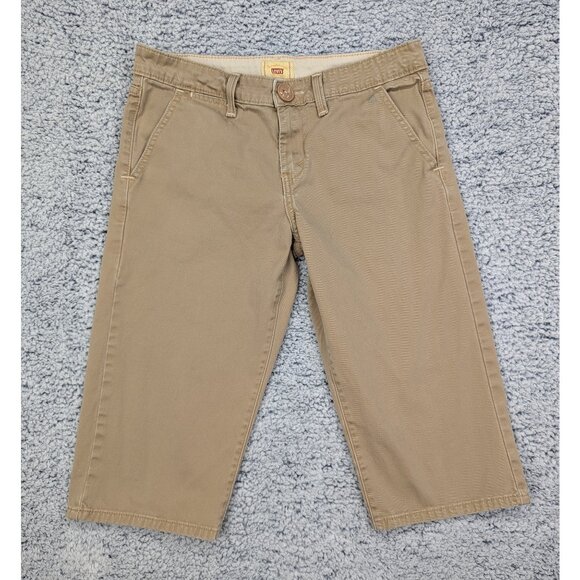Y2K Levis Wide Leg Capris Size 6 Boho Preppy 90s Canvas Cali Skater Retro Brown - Picture 1 of 13